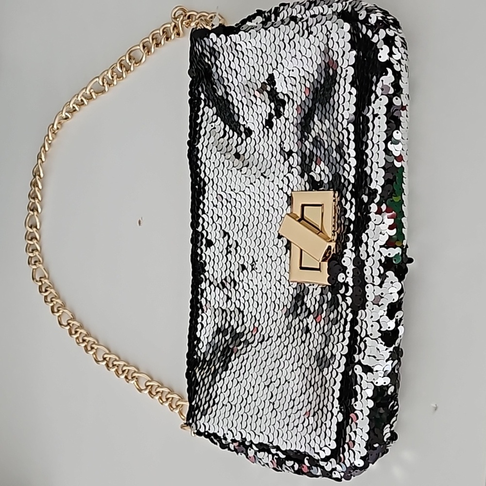 H&M Silver Sequin Chain Shoulder Bag